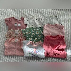 Bundle of baby girl onesies, 0-3 months